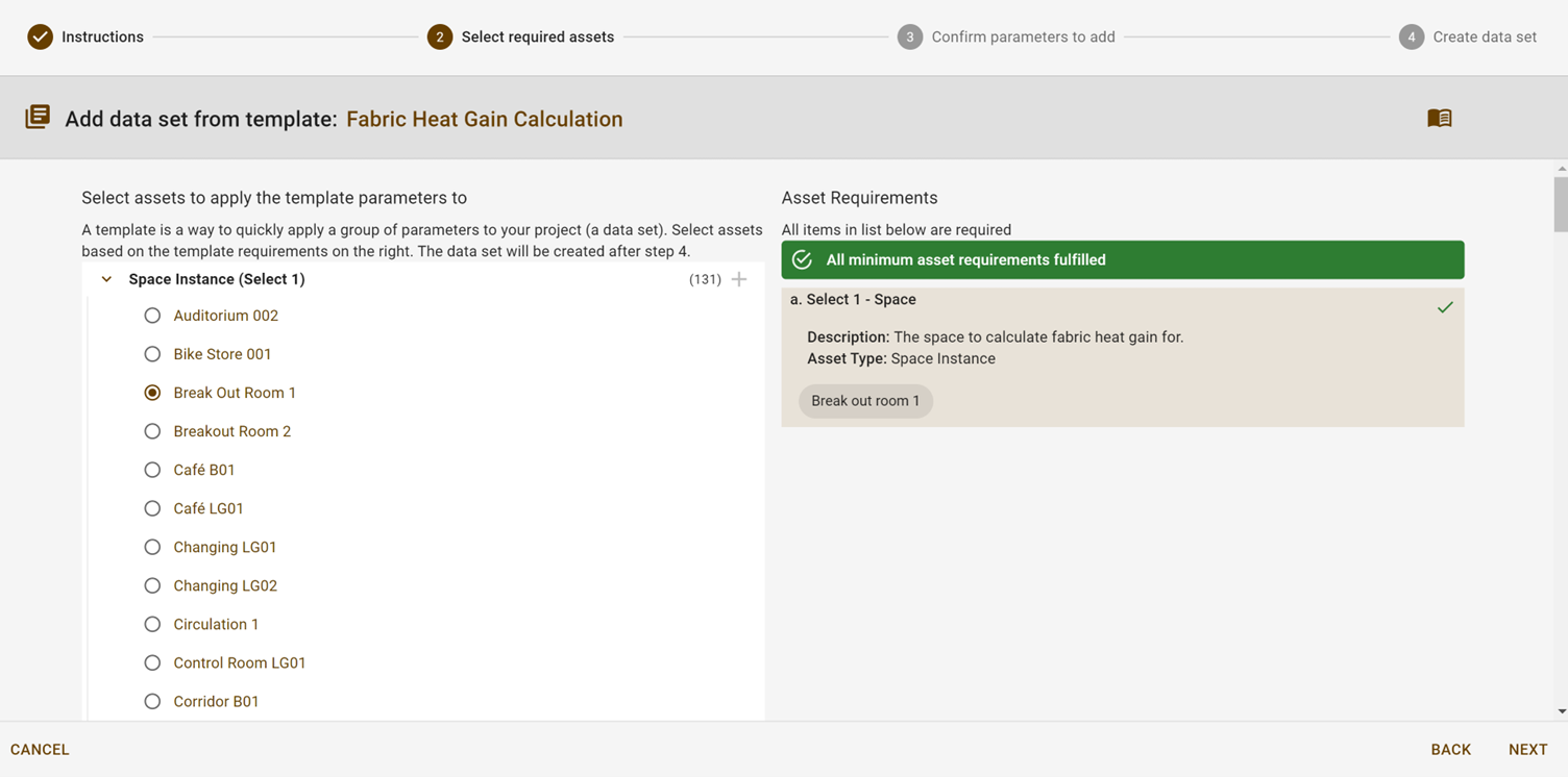 Select Assets - requirements met